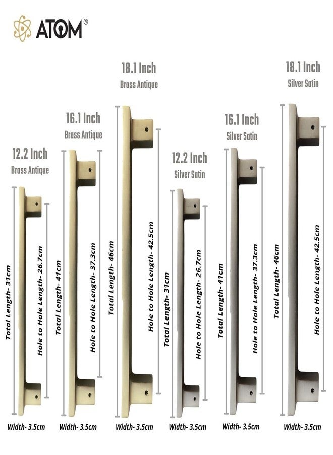 Atom 2 Pack 12.2 inches Aluminium Pull Handle | Brass Antique Finish | Door Handle | Narmada - Image 3